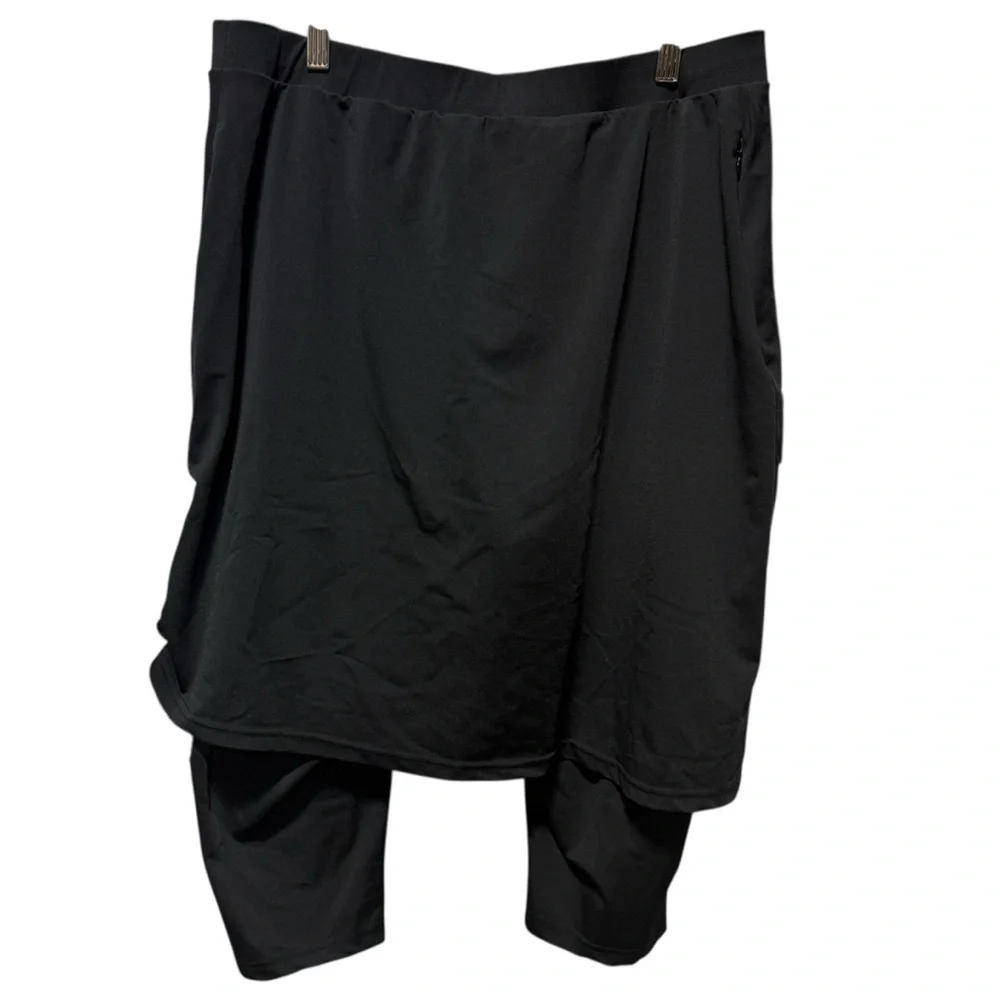 HydroChic Ruched Runner Swim Skirt 2X Black Skirted Leggings Modest UPF Beach - Picture 6 of 14